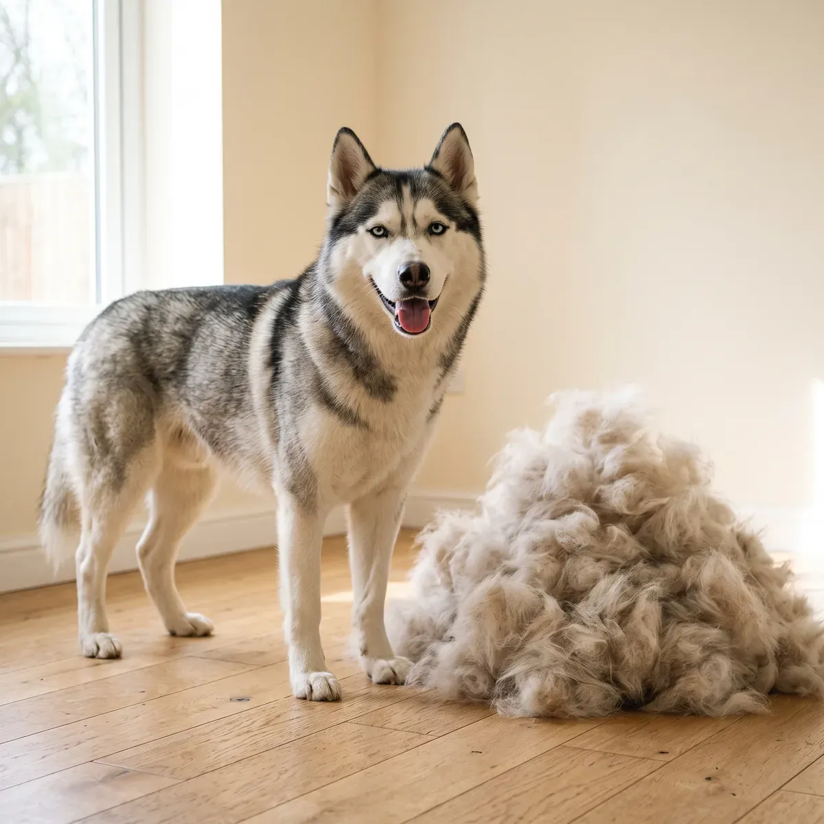 Husky dog de-shedding