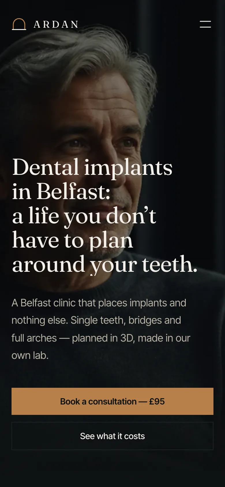 Implant clinic website mobile