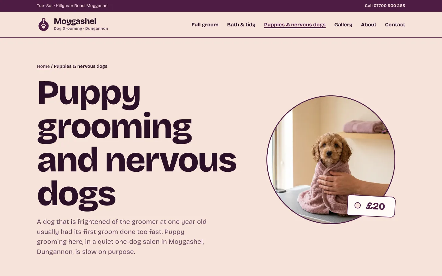 Puppy grooming page